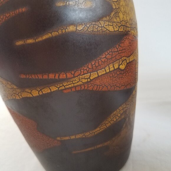 Royal Haeger Pottery Vase Set Brown Earth Wrap Volcanic Lava Orange Peel Glaze - Picture 12 of 15